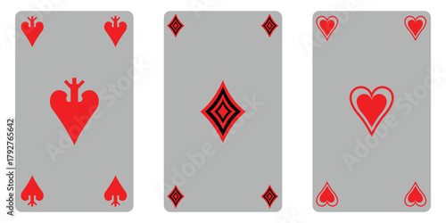 Playing Cards Vector Icon Set – Full Deck of Hearts, Diamonds, Clubs & Spades, Game Symbols and Suits Collection