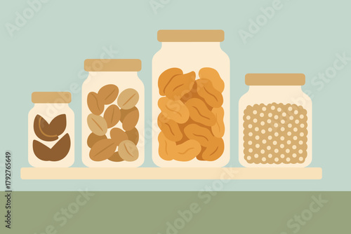 Jars warm icon dried green vector nuts kitchen labels minimalist set punctuation