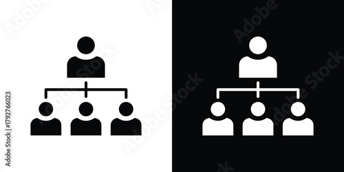 Hierarchical structure icon flat design. Modern style in black color.