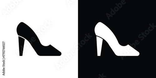High heel shoes icon flat design. Modern style in black color.