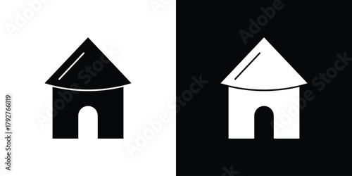 Hut icon flat design. Modern style in black color.