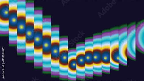 Abstract gradient wave formed by colorful vertical rectangular segmented columns