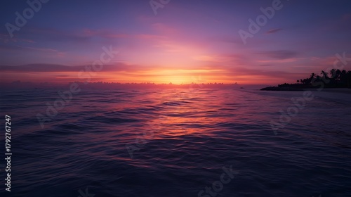 sunset over the sea reflection color