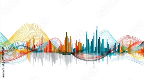 Abstract Visualization of Data Representations with Colorful Waves and Bars Creating a Dynamic Artistic Interpretation of Information Flow