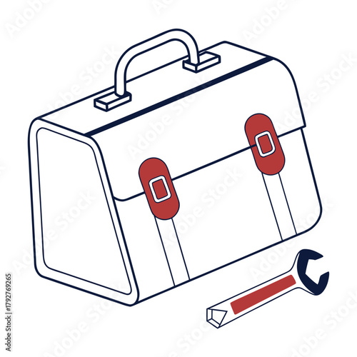 Illustration of a toolbox with a wrench