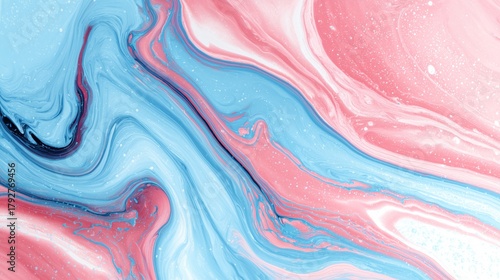 A Captivating Azure and Rose Swirl: Abstract Art Showcasing Fluid Patterns and Harmonious Color Blends in an Exquisite Marbled Design