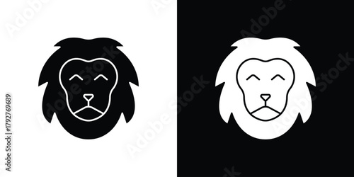 Lion head icon flat design. Modern style in black color.