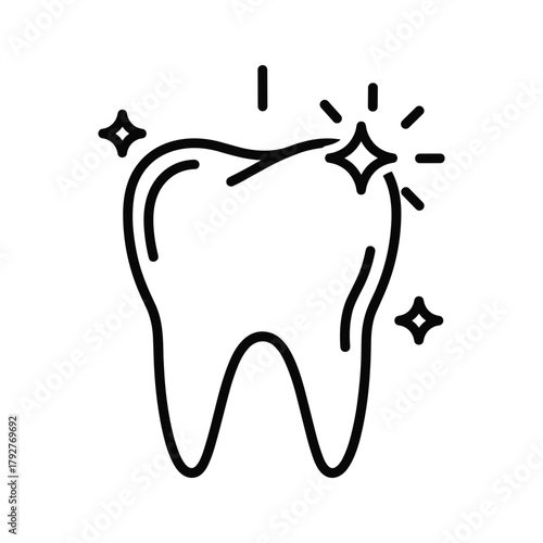 Clean shiny tooth icon, dental care and hygiene concept