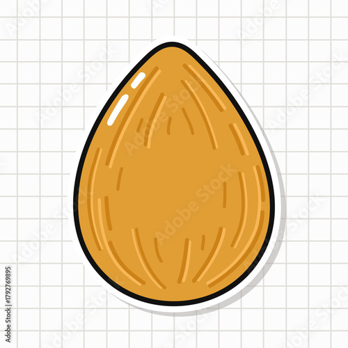 Almond nut food cartoon sticker on grid paper
