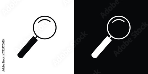 Magnifying glass icon flat design. Modern style in black color.