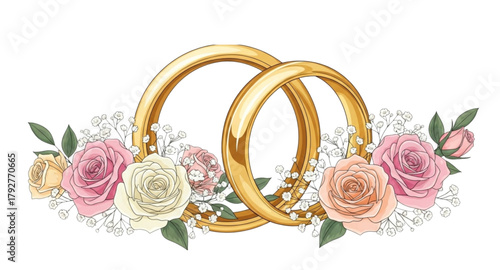 wedding rings and roses