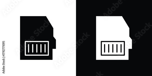 Memory card icon flat design. Modern style in black color.