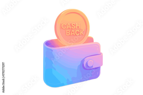 Coral cashback soft icon depth violet transparency blue coin pink glowing vector