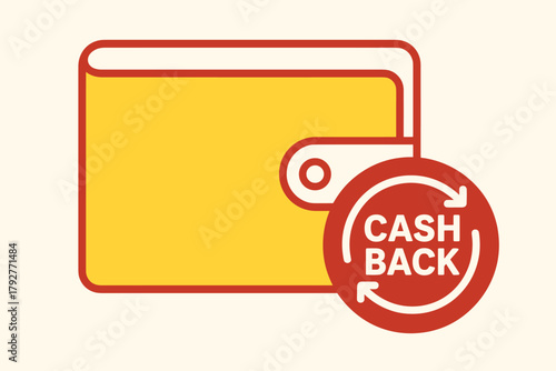 Contrast design wallet minimal flat cherry cashback layout vector geometric white red