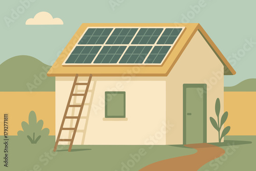 Geometric colors sand house bubbles eco text vector minimal icon no full