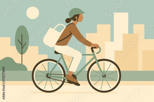 Text full journey bicycle icon urban punctuation style vector colors warm sage