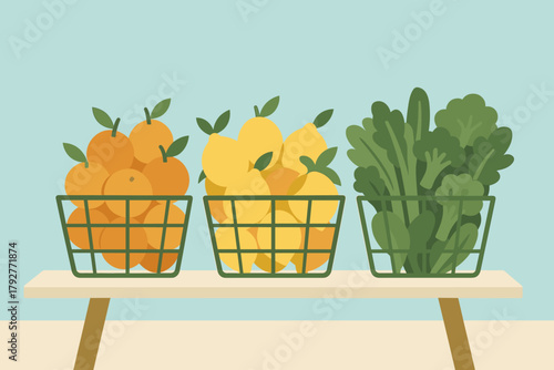 Typography letters labels market illustration full icon vector eco geometric baskets