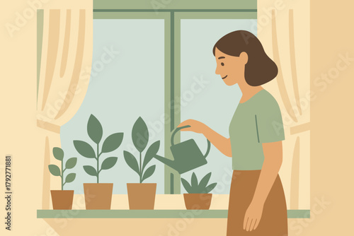 Vector indoor labels icon cohesive plants off speech no typography captions modern