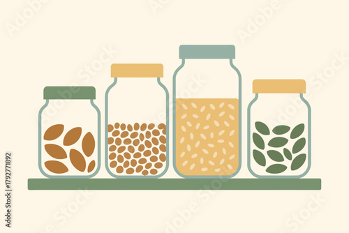 Shelf icon style negative no modern sand full minimalist green jars vector