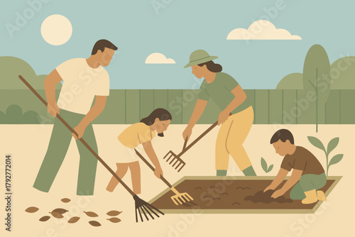 Gardening no family warm soft joy sage icon illustration vector sky captions