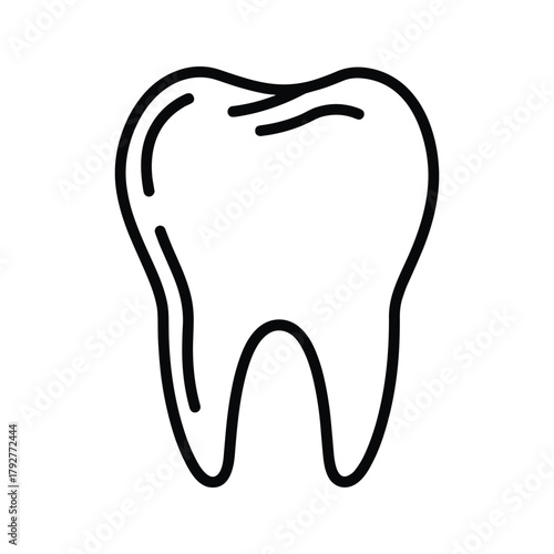 Line art icon of a human tooth isolated on a