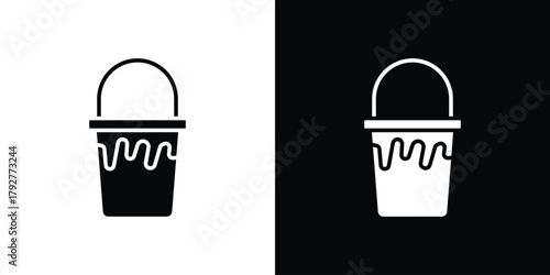 Paint bucket icon flat design. Modern style in black color.