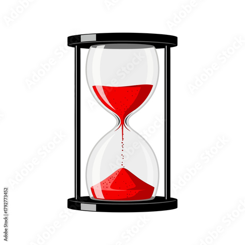 Single Vector Icons of Classic Hourglass with Red Sand Flowing. EPS Editable