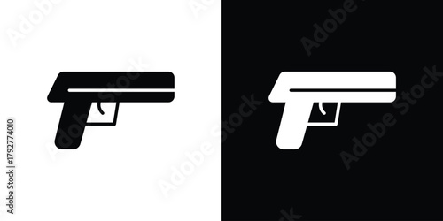 Pistol icon flat design. Modern style in black color.