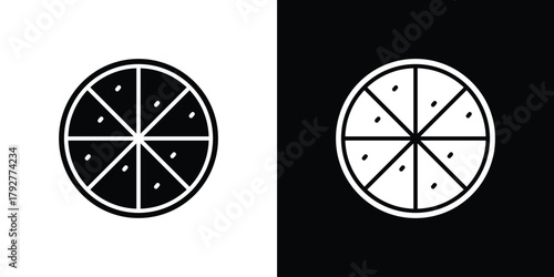 Pizza icon flat design. Modern style in black color.
