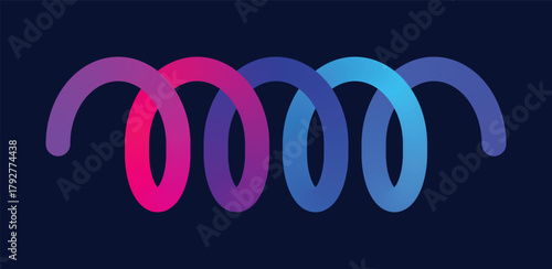 Vibrant gradient spiral shape on dark background for modern design concept