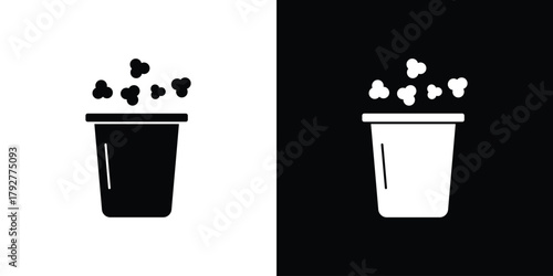 Popcorn icon flat design. Modern style in black color.