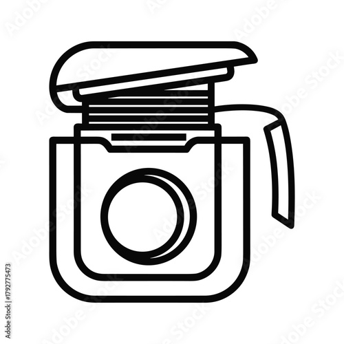 Line art icon of a dental floss dispenser