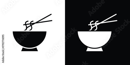 Ramen icon flat design. Modern style in black color.
