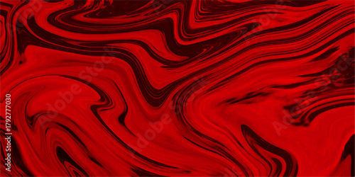 Paper with soft waves and black fabric liquid metallic art paint texture. Marble Red Alcohol Ink Wavy Liquid Texture. Abstract background or texture of rippled red silk fabric lines.