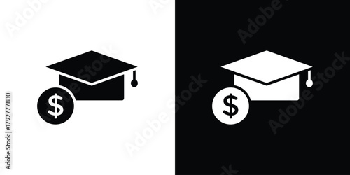 Scholarship icon flat design. Modern style in black color.