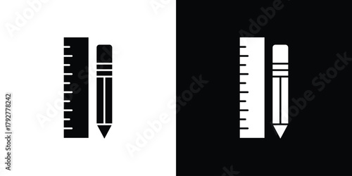 School supplies icon flat design. Modern style in black color.