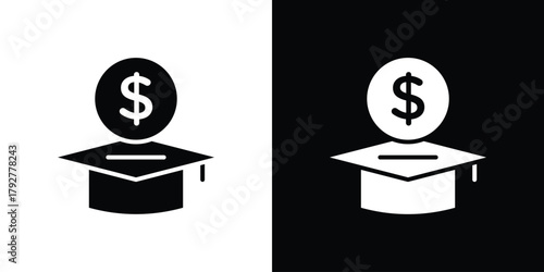 School fees icon flat design. Modern style in black color.