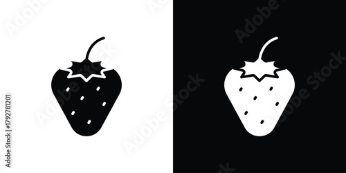 Strawberry icon flat design. Modern style in black color.