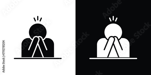 Stressed human icon flat design. Modern style in black color.