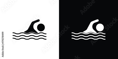 Swim icon flat design. Modern style in black color.