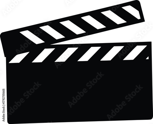 Filmmaking and video production equipment, clapperboard or movie slate silhouette vector.