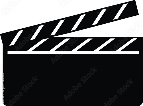 Movie making and cinema concept icon, film clapperboard or director slate symbol.