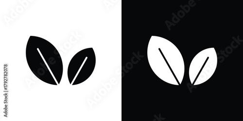 Tea leaves icon flat design. Modern style in black color.