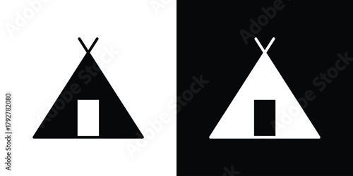 Tepee icon flat design. Modern style in black color.