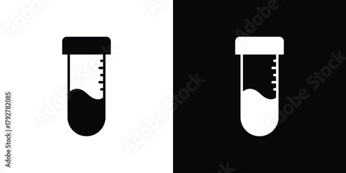 Test tube icon flat design. Modern style in black color.