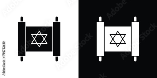 Torah icon flat design. Modern style in black color.