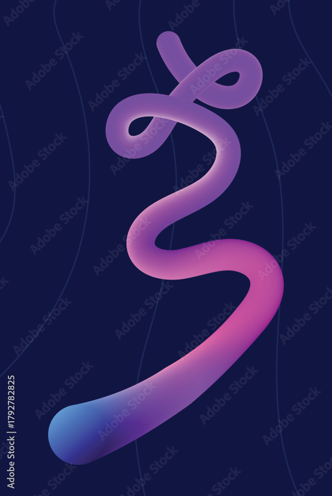 Fototapeta premium Abstract gradient worm on dark background with vibrant purple and pink hues