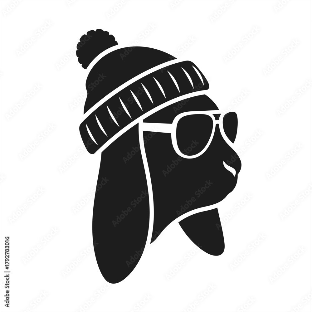 Naklejka premium Llama with winter hat and sunglasses Vector illustration design 