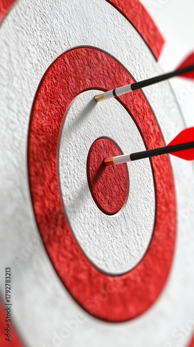 Two Arrows Hit the Target in a Close-Up View of an Archery Scene