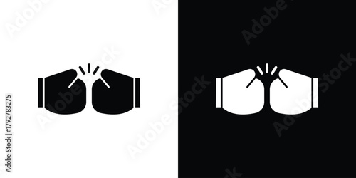 Two boxing gloves icon flat design. Modern style in black color.
